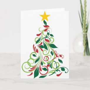 Elegant Modern Christmas tree Illustration Holiday Card