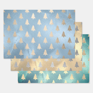 Elegant Modern Christmas Tree Patterns Wrapping Paper Sheet