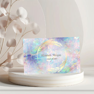 Elegant Modern Circle Violet,Gold, Opal Business Card