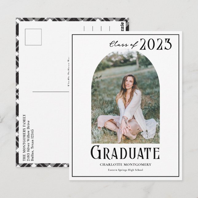 Elegant Modern Class of 2023 Photo Graduation  Postcard (Front/Back)