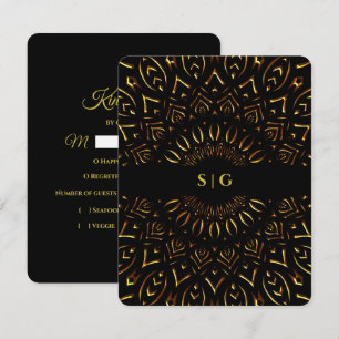 Elegant modern classic black and gold RSVP card