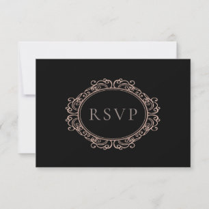 Elegant Modern Classic Black Copper Blush Wedding RSVP Card