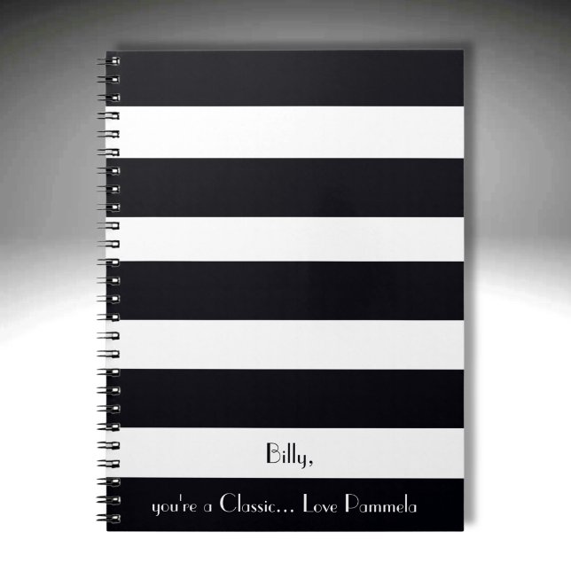 Elegant, Modern, Classic Black & White Stripes     Notebook (A Timeless Classic to be Sure.)