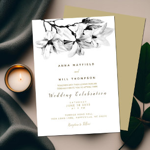 Elegant Modern Classic Chic Floral Gold Wedding Invitation