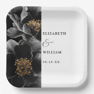 Elegant Modern Classic Chic Floral Wedding Paper Plate