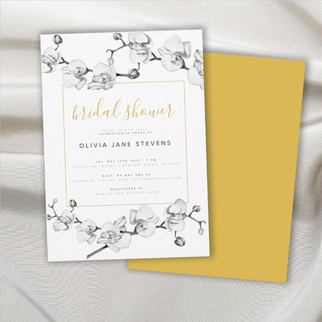 Elegant Modern Classic Gold & Floral Bridal Shower Invitation (Creator Uploaded)