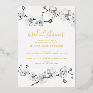 Elegant Modern Classic Gold Orchids Bridal Shower