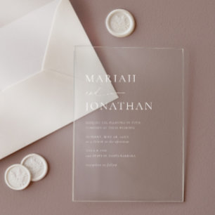 Elegant Modern Classic Minimalist Wedding Acrylic Invitations