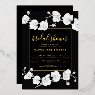 Elegant Modern Classic Orchids Black Bridal Shower