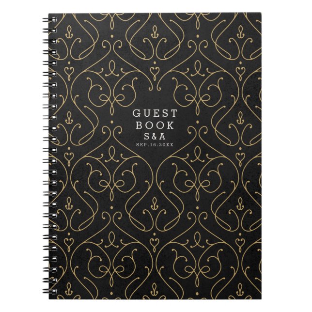 Elegant modern classic vintage wedding guest book (Front)