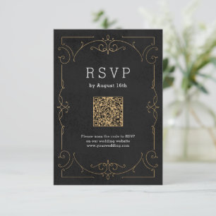 Elegant modern classic vintage wedding  QR code RSVP Card