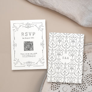 Elegant modern classic vintage wedding QR code RSVP Card