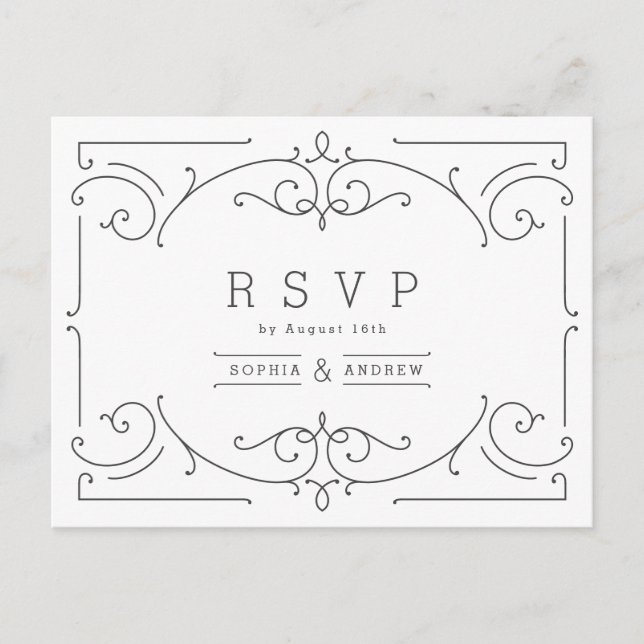 Elegant modern classic vintage wedding RSVP Invitation Postcard (Front)