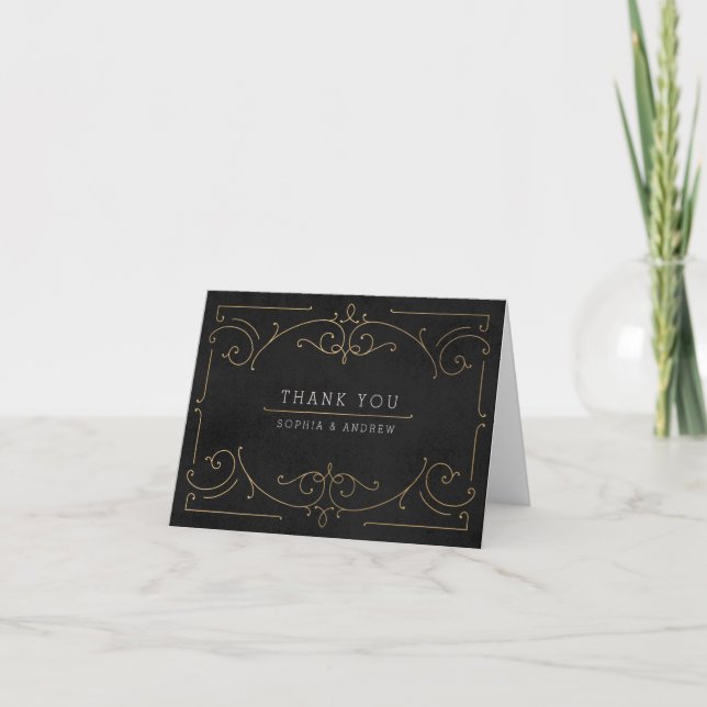 Elegant modern classic vintage wedding thank you (Front)
