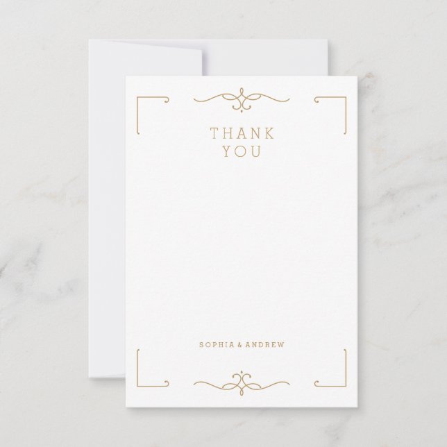 Elegant modern classic vintage wedding thank you card (Front)