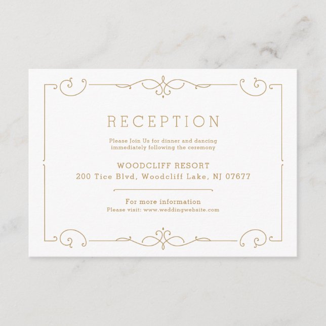Elegant modern classic wedding reception card (Front)