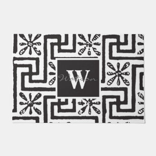 Elegant modern classy style black white monogram doormat