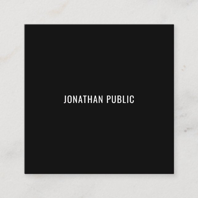 Elegant Modern Clean Black White Template Cool Square Business Card (Front)