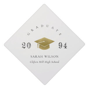 Elegant Modern Clean Minimal Simple Gold Foil Graduation Cap Topper
