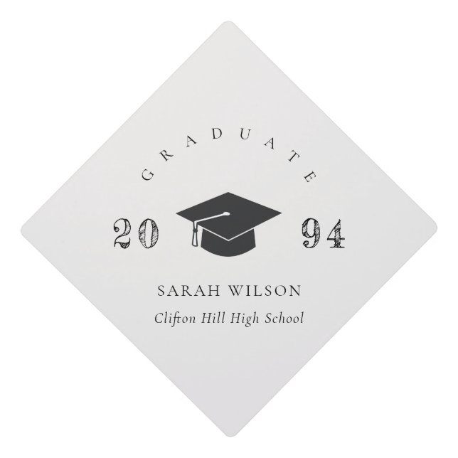 Elegant Modern Clean Minimal Simple Graduation Graduation Cap Topper (Front)