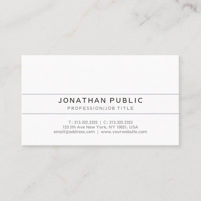 Elegant Modern Clean Plain Professional Graphic Business Card (Front)