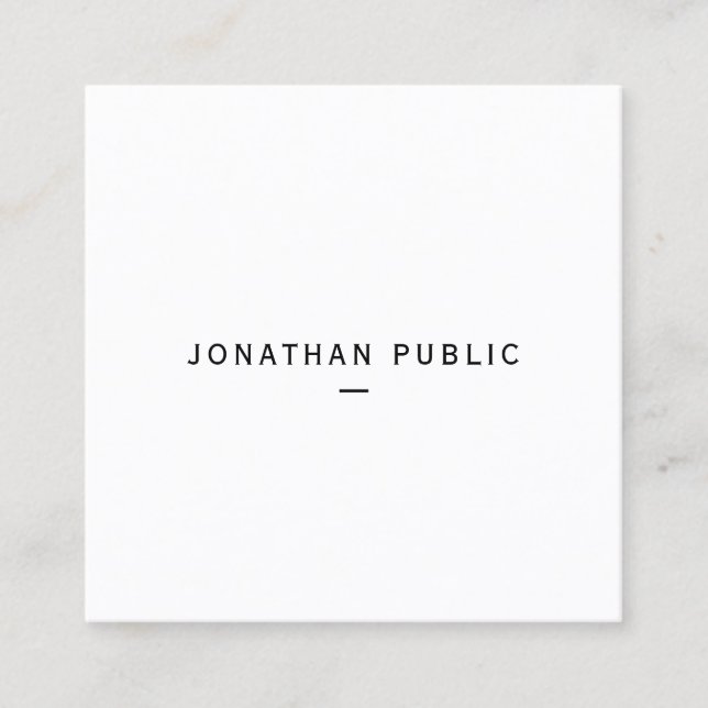 Elegant Modern Clean Template Custom Your Text Square Business Card (Front)