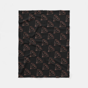 elegant modern clear faux rose gold diamond black fleece blanket