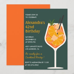 Elegant Modern Cocktail 42nd birthday invitations 