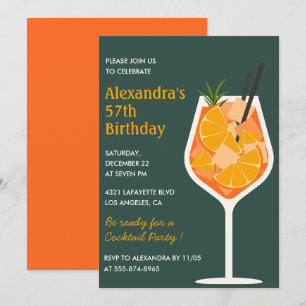 Elegant Modern Cocktail 57th birthday invitations 