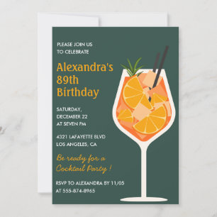 Elegant Modern Cocktail 89th birthday Invitation