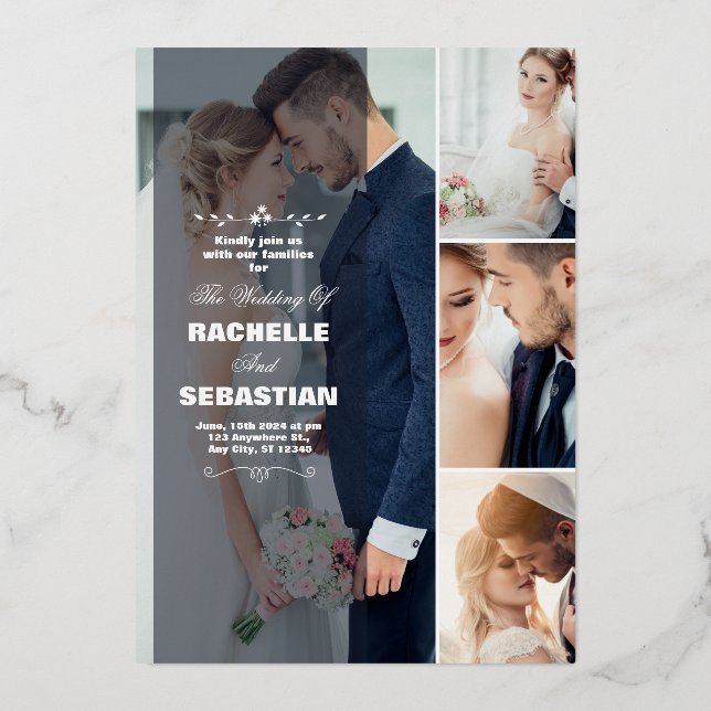 Elegant Modern Collage Wedding Invitation | Rachel (Front)