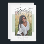 Elegant Modern Colour Block Graduation 2 Photo  Announcement<br><div class="desc">This stylish graduation photo announcement card features elegant typography reading, "Graduate" at the top, with a colour block (in light sage green) behind the photo template. Two little matching colour lines set off the text at the bottom. The back of the card contains another photo template, as well as more...</div>