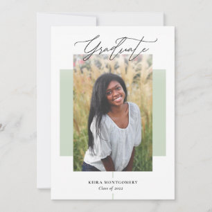 Elegant Modern Colour Block Graduation 2 Photo  Announcement