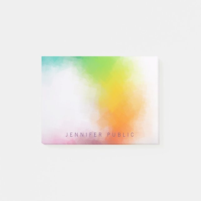 Elegant Modern Colourful Abstract Art Blue Purple Post-it Notes (Front)