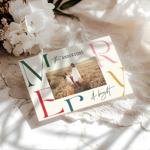 Elegant modern colourful Christmas photo typograph Announcement
