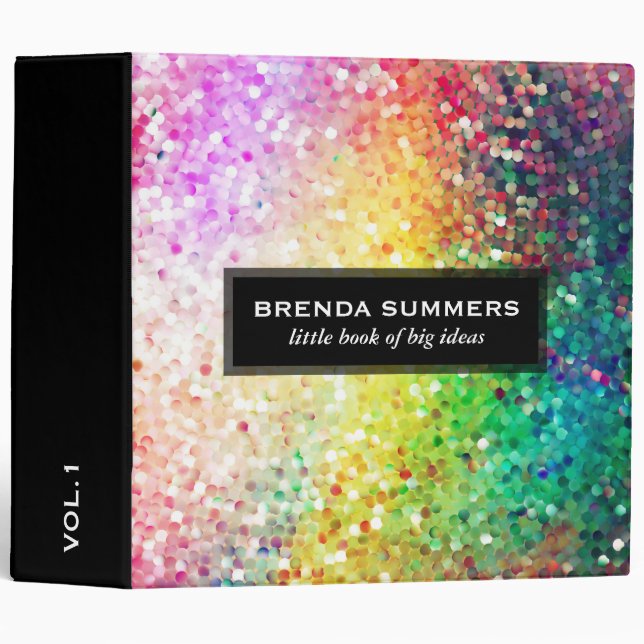 Elegant Modern Colourful Faux Glitter Binder (Front/Spine)