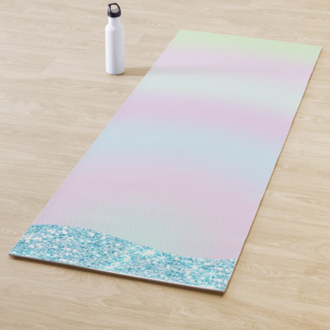 Elegant Modern colourful gradient glitter Rainbow Yoga Mat (In Situ)
