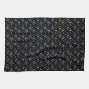 Elegant Modern Colourful Hearts and Keys Pattern Kitchen Towel