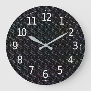 Elegant Modern Colourful Hearts and Keys Pattern Large Clock