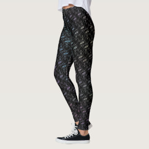 Elegant Modern Colourful Hearts and Keys Pattern Leggings