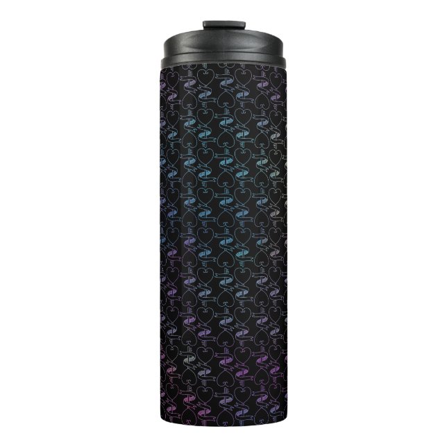 Elegant Modern Colourful Hearts and Keys Pattern | Thermal Tumbler (Front)