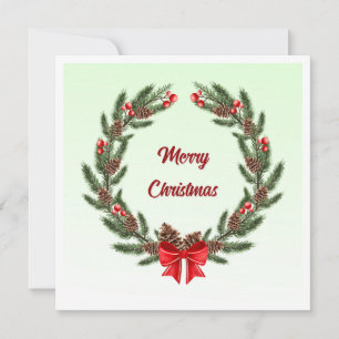 Elegant Modern Colourful Merry Christmas Wreath Holiday Card