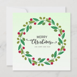 Elegant Modern Colourful Merry Christmas Wreath Holiday Card