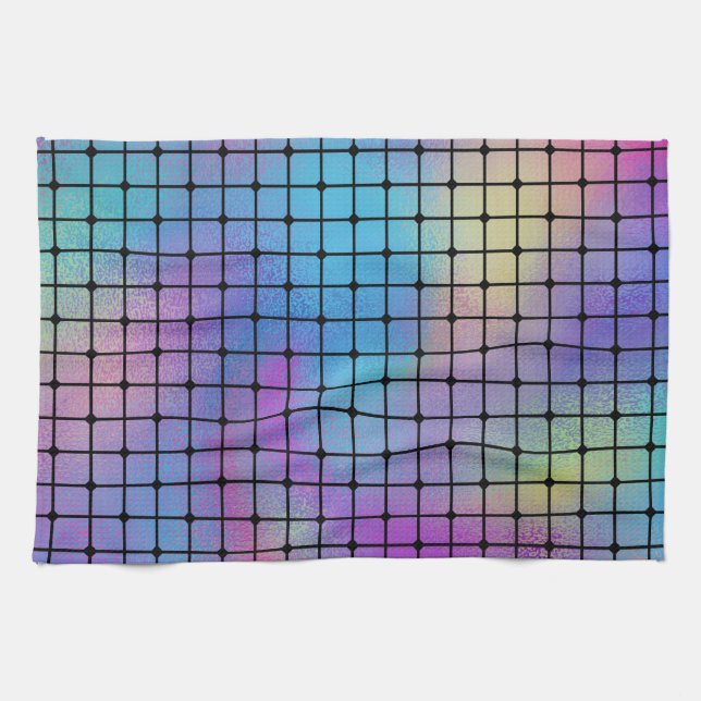 Elegant Modern Colourful Squares Tiles Pattern | Kitchen Towel (Horizontal)