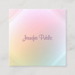 Elegant Modern Colourful Template Script Trendy Square Business Card
