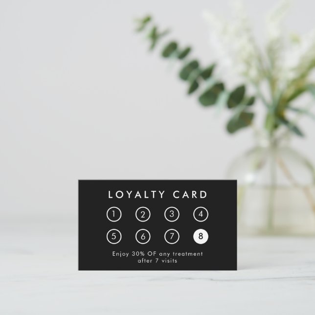 Elegant Modern Company Business Logo Black & White Loyalty Card (Standing Front)