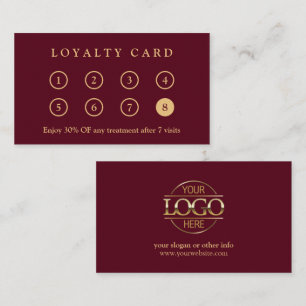 Elegant Modern Company Business Logo Burgundy Red Loyalty Card