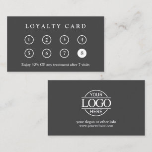 Elegant Modern Company Business Logo Grey & White Loyalty Card