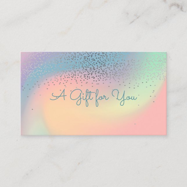 Elegant Modern Confetti Chic Holographic Discount Card (Front)