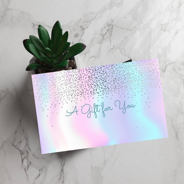 Elegant Modern Confetti Shiny Holographic Discount Card (Creator Uploaded)